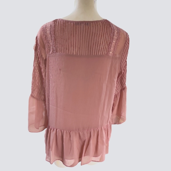 Fever Mauve Color Boho Style Bell Sleeve Lace Top Size M - Picture 2 of 8
